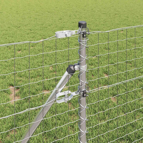 vidaXL St&auml;ngsel med stolpe Gr&aring; 0,4 x 25 m St&aring;l och PVC