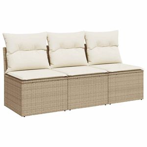 vidaXL Tr&auml;dg&aring;rdssoffa 3-sits med dynor konstrotting beige