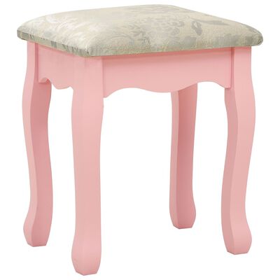 vidaXL Sminkbord med pall rosa 80x69x141 cm paulowniaträ