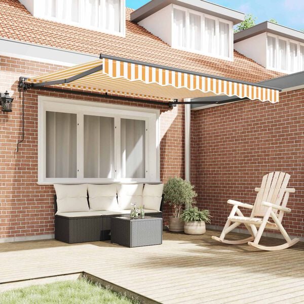 vidaXL Utf&auml;llbar markis Gul och Vit 300 x 250 cm Aluminium och tyg