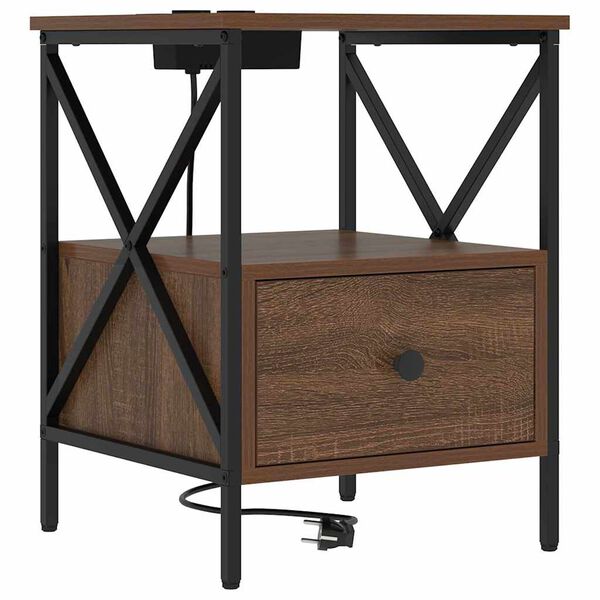 vidaXL Nattduksbord Brun Ek 41,5 x 40,5 x 55 cm Konstruerat tr&auml;