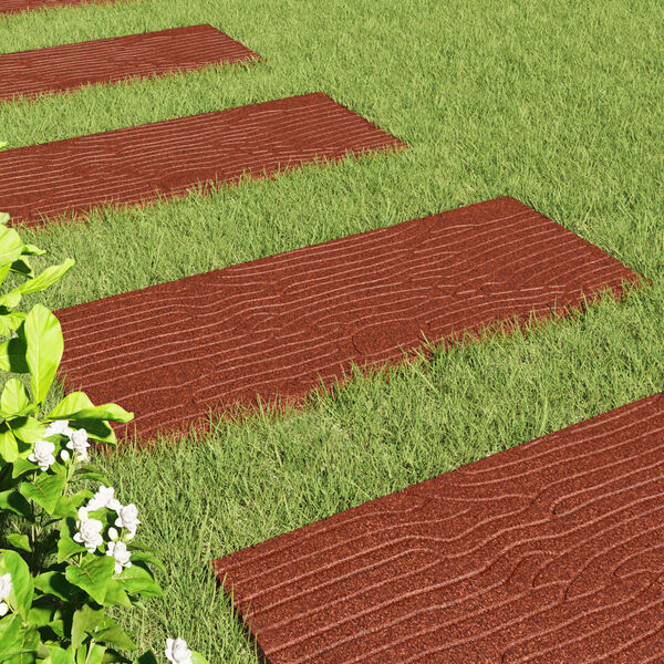 vidaXL Stepping Stone 6 pcs R&ouml;d 60,5 x 25 x 2 cm Gummi