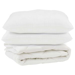 vidaXL Dunt&auml;cke med kudde 3 pcs Vit Mikrofiber