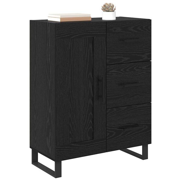 vidaXL Sideboard Svart Ek 69,5 x 34 x 90 cm Konstruerat tr&auml; och j&auml;rn
