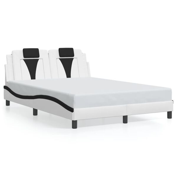 vidaXL Bed Frame "Viana" without Mattress White and Black 140x190 cm Faux Leather