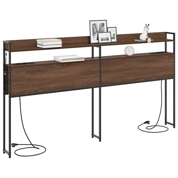 vidaXL F&ouml;rvaringshuvudgavel med hylla brun ek 180 cm Konstruerat tr&auml;