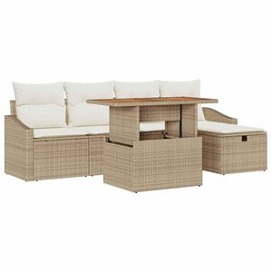 vidaXL Tr&auml;dg&aring;rdsoffset 6 st Beige konstrotting