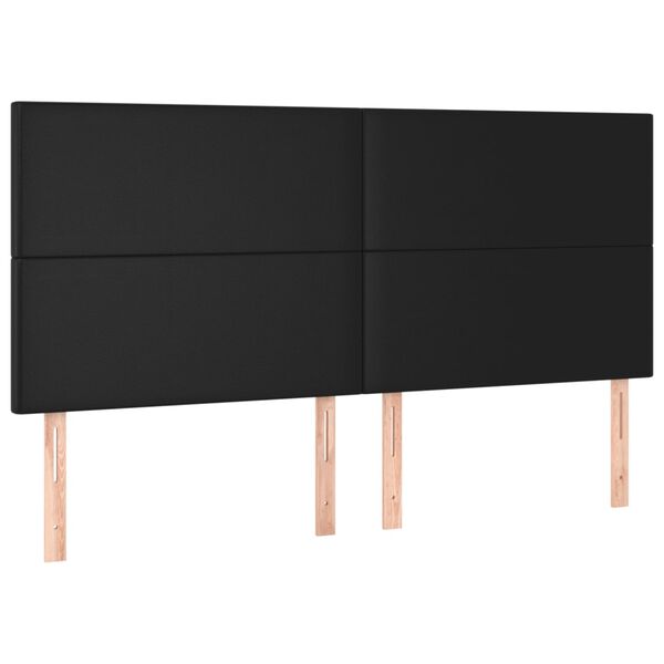 vidaXL Sänggavel LED svart 200x5x118/128 cm konstläder