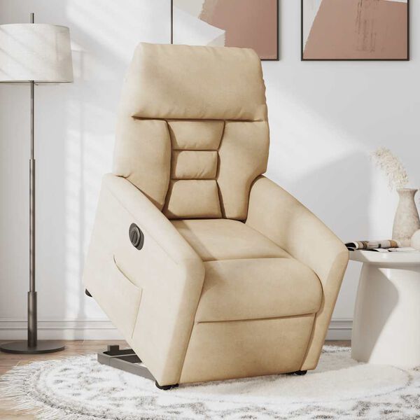 vidaXL Elektrisk reclinerf&aring;t&ouml;lj med uppresningshj&auml;lp mikrofibertyg