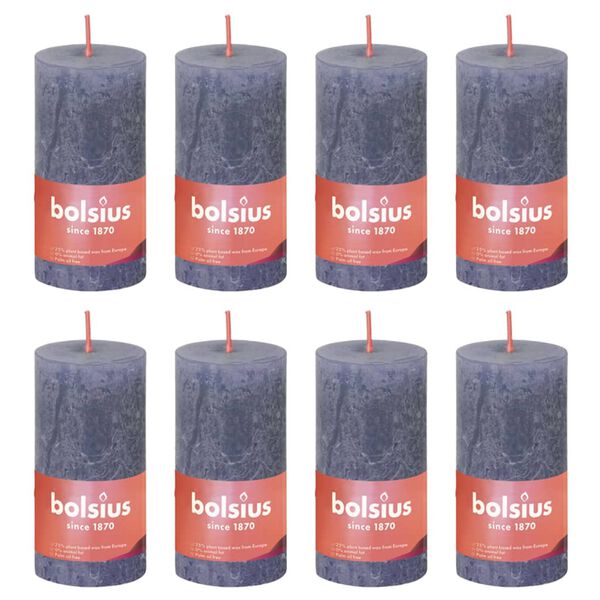 Bolsius Rustika blockljus 8-pack 100x50 mm skymningsbl&aring;