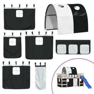 vidaXL Gardiner f&ouml;r lofts&auml;ng med tunnel vit och svart polyester