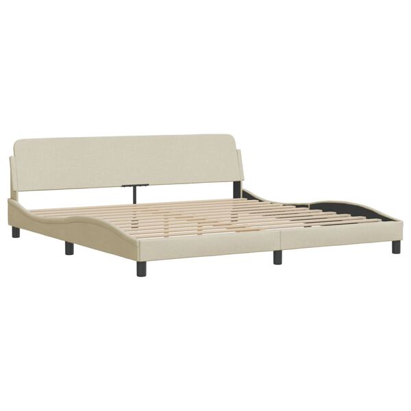 vidaXL Bed with Mattress "Hvar" Cream 200x200 cm Fabric