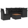 vidaXL Loungegrupp med dynor 6 delar svart konstrotting