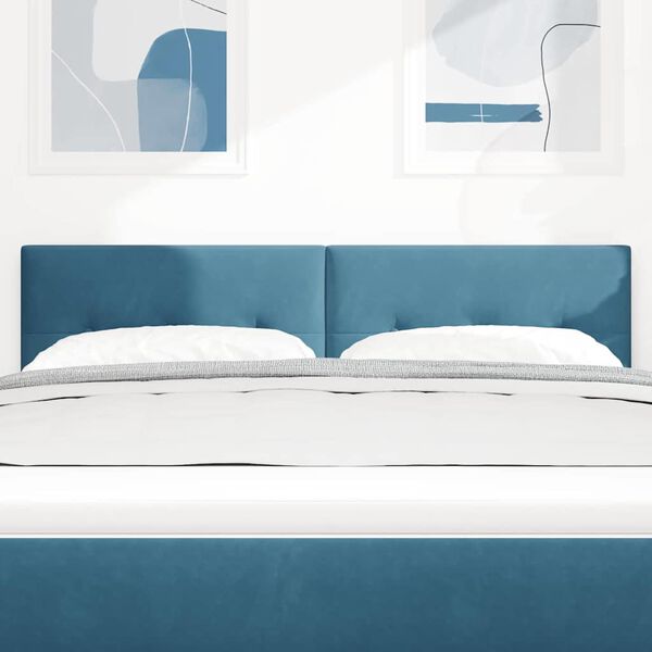 vidaXL Huvudgavel med huvudgavel M&ouml;rkbl&aring; 160 cm Konstl&auml;der