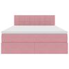 vidaXL Förvaringssäng med LED med madrass Rosa 140 x 190 cm Sammet