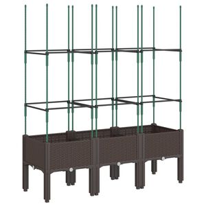 vidaXL Odlingsl&aring;da med spalj&eacute; brun 120x40x142,5 cm PP