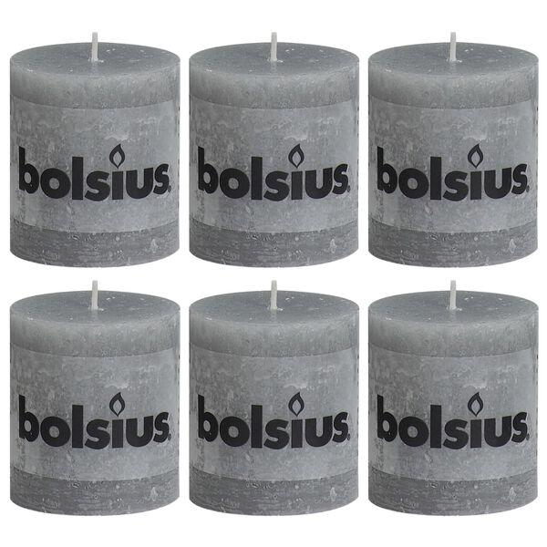 Bolsius Rustika blockljus 6 st 80x68 mm ljusgr&aring;