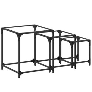 vidaXL Satsbord 3 st med transparent glasskiva st&aring;l