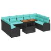 vidaXL Tr&auml;dg&aring;rdsoffset 10 st Svart Poly rattan