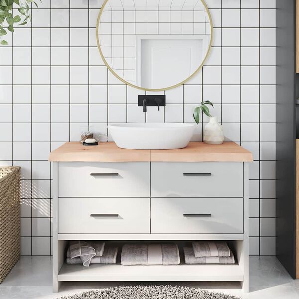 vidaXL B&auml;nkskiva f&ouml;r badrum 120x50x(2-6) cm obehandlat massivt tr&auml;
