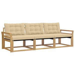 vidaXL Utomhussoffset med kudde 3 pcs Vit och Beige
