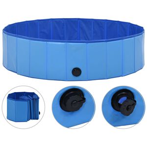 vidaXL Hopf&auml;llbar hundpool bl&aring; 120x30 cm PVC