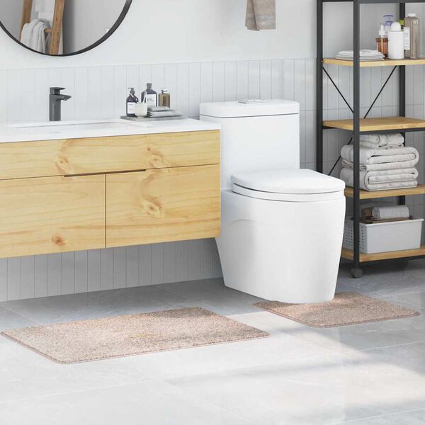 vidaXL Antisklid badmatta set 2 pcs Kr&auml;m PP