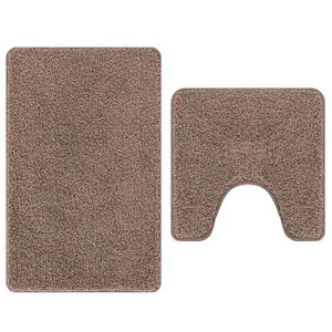 vidaXL Antisklid badmatta set 2 st Brun 50 x 50 cm PP