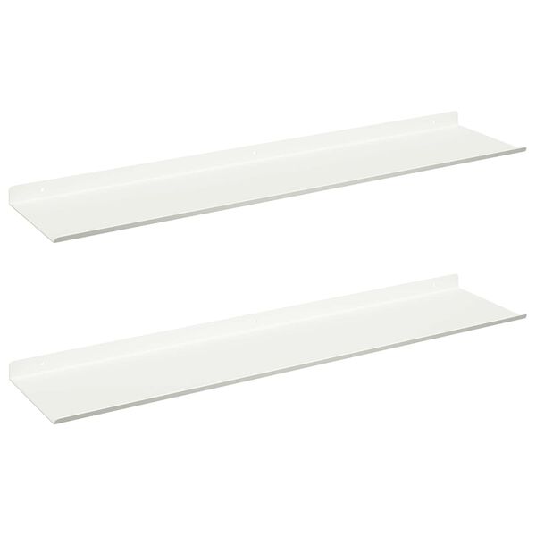 vidaXL Flytande hylla V&auml;ggmonterad 2 pcs Vit 80 x 18 x 2,5 cm St&aring;l