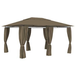 vidaXL Paviljong med draperier 4x3 m taupe 180 g/m&sup2;