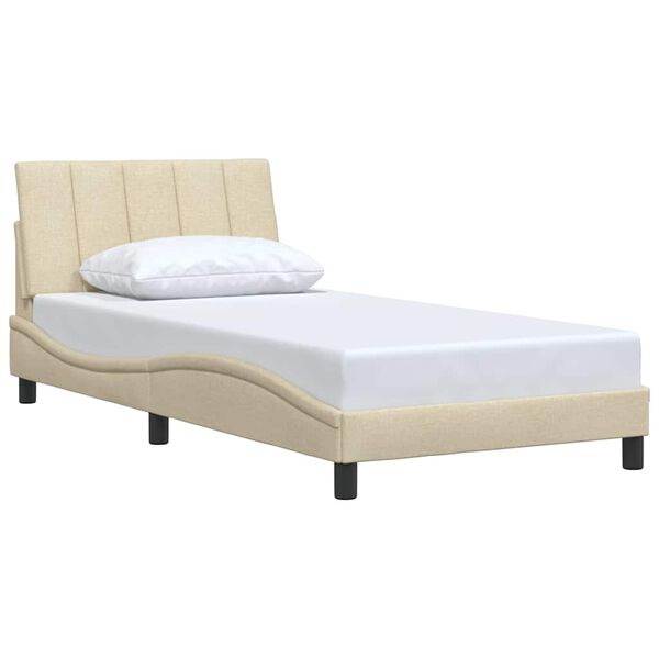 vidaXL Bed Frame without Mattress "Hanko" Cream 100x200 cm Fabric