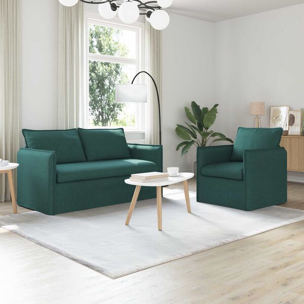 vidaXL Soffa 140cm 2 pcs M&ouml;rkgr&ouml;n Metall