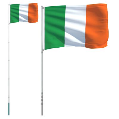 vidaXL Irlands flagga och flaggstång 5,55 m aluminium