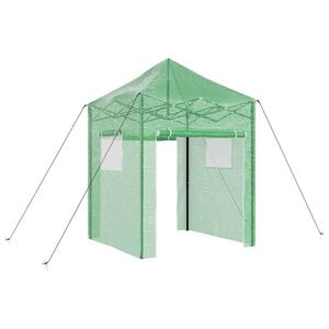 vidaXL V&auml;xthus med Pop-up Ram med tak Gr&ouml;n 200 x 200 x 300 cm J&auml;rn