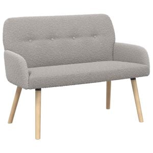 vidaXL 2-sitssoffa med ben i massivt tr&auml; Ljusgr&aring; Boucl&eacute;