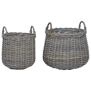 vidaXL Planteringskorg med lagring 2 pcs Gr&aring; Lacak-rattan