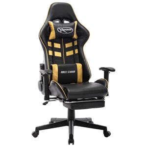 vidaXL Gamingstol med fotst&ouml;d svart och guld konstl&auml;der