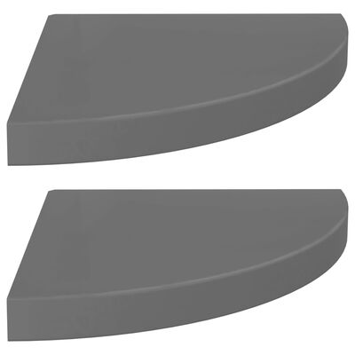 vidaXL Svävande hörnhyllor 2 st grå högglans 35x35x3,8 cm MDF