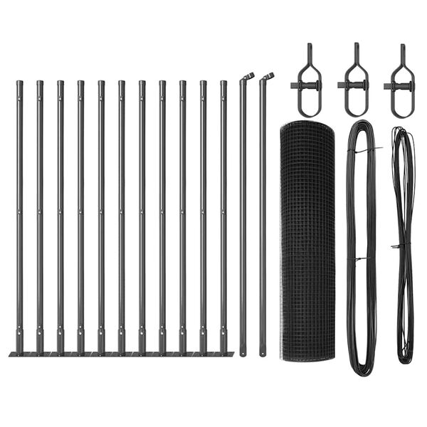 vidaXL St&auml;ngselstolpe Gr&aring; 25 x 0,4 m (16 x 16 mm n&auml;t) St&aring;l och PVC