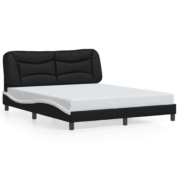 vidaXL Bed Frame without Mattress "Hvar" Black and White 160x200 cm Faux Leather