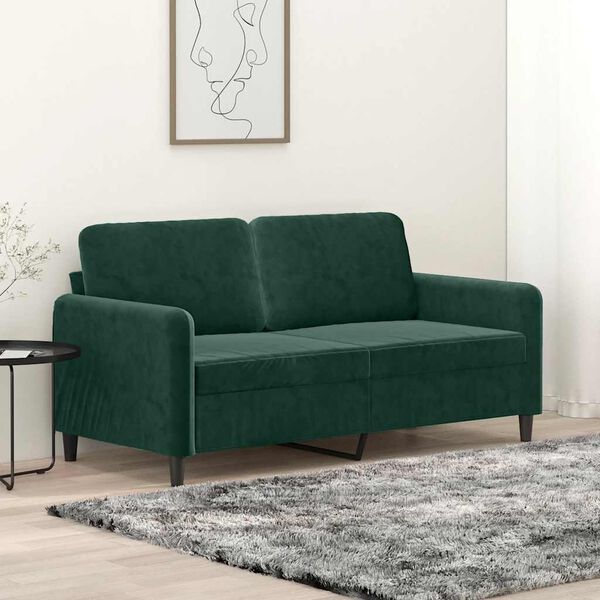 vidaXL Soffa 2-sits m&ouml;rkgr&ouml;n 140 cm sammet