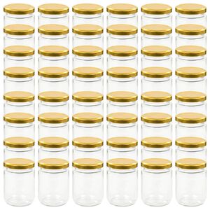 vidaXL Syltburkar i glas med guldf&auml;rgade lock 48 st 230 ml