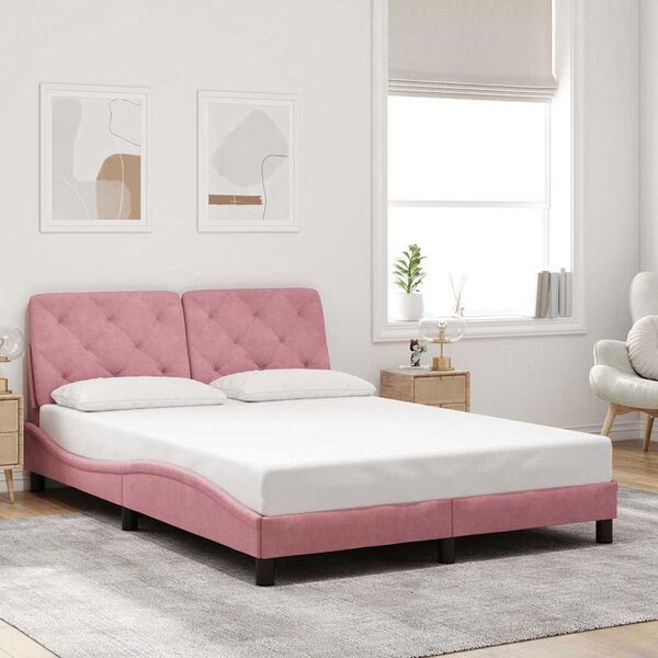 vidaXL Bed Frame without Mattress Pink 140x190 cm Velvet