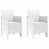 vidaXL Tr&auml;dg&aring;rd Stol med kudde 2 pcs Vit 53 x 49 x 85 cm Polypropylen