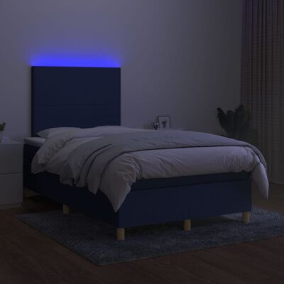 vidaXL Ramsäng med madrass & LED blå 120x200 cm tyg