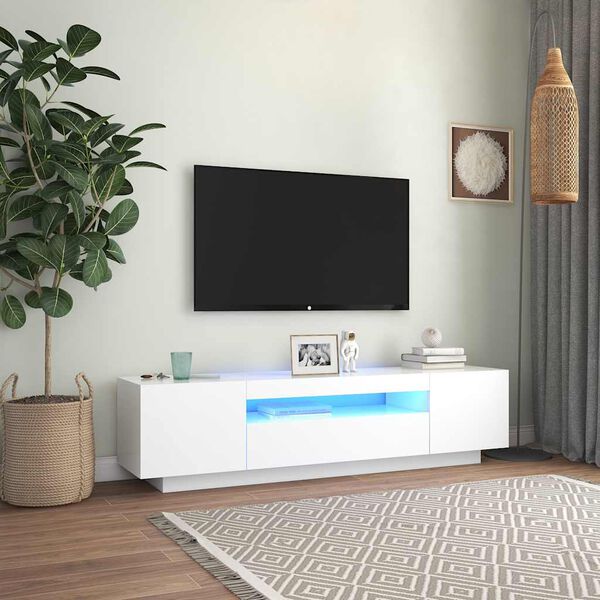 vidaXL TV-b&auml;nk med LED-belysning vit 160x35x40 cm