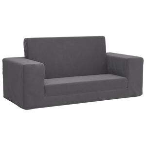 vidaXL B&auml;ddsoffa f&ouml;r barn 2-sits antracit mjuk plysch