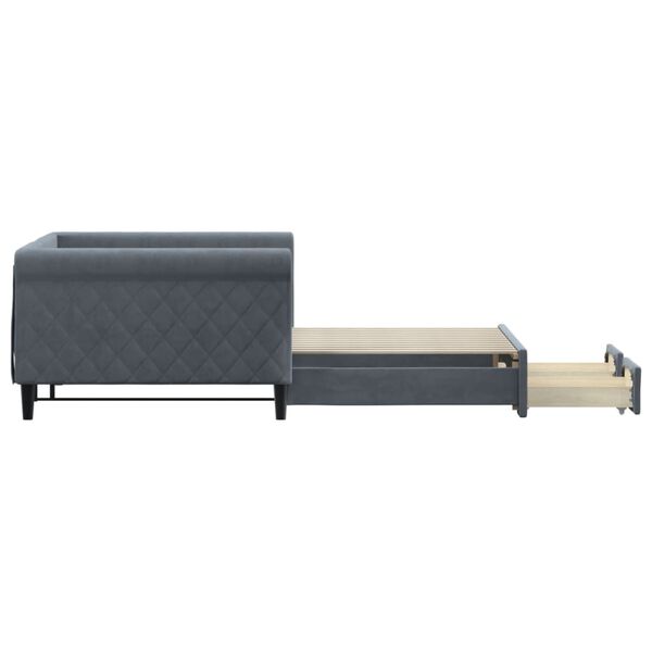 vidaXL Dagbädd utdragbar med lådor mörkgrå 100x200 cm sammet