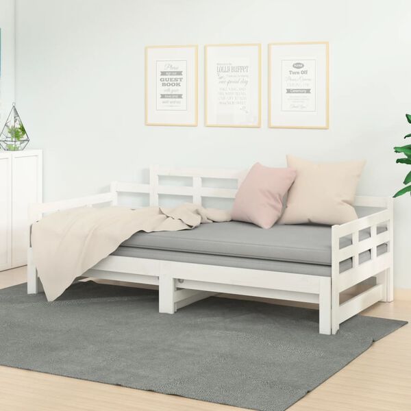 vidaXL B&auml;ddsoffa vit massiv furu 2x(80x200) cm