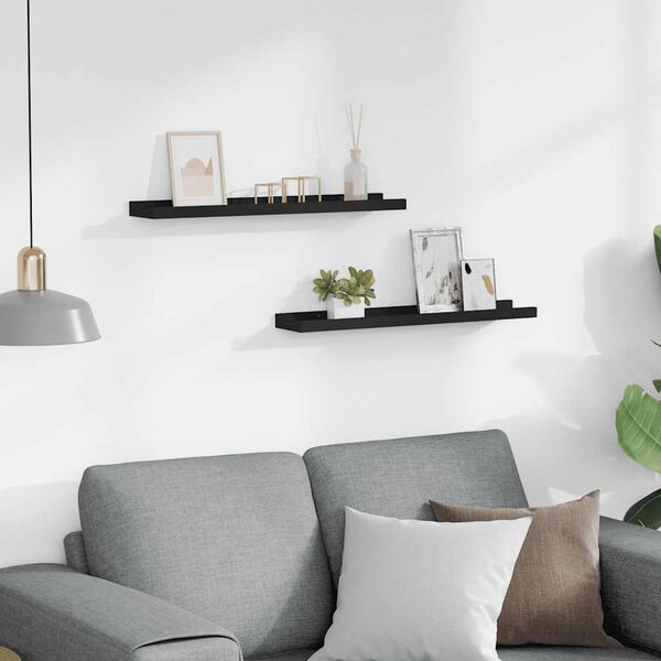 vidaXL Tavellister 2 st svart 60x9x3 cm MDF